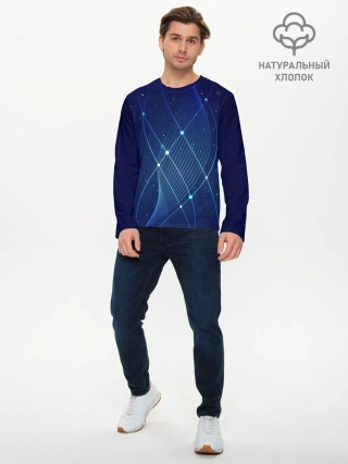 Мужской лонгслив базовый / Синяя спираль абстракция