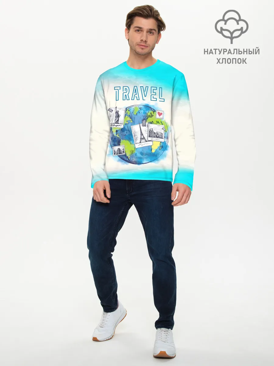 Мужской лонгслив базовый / Путешествуй!