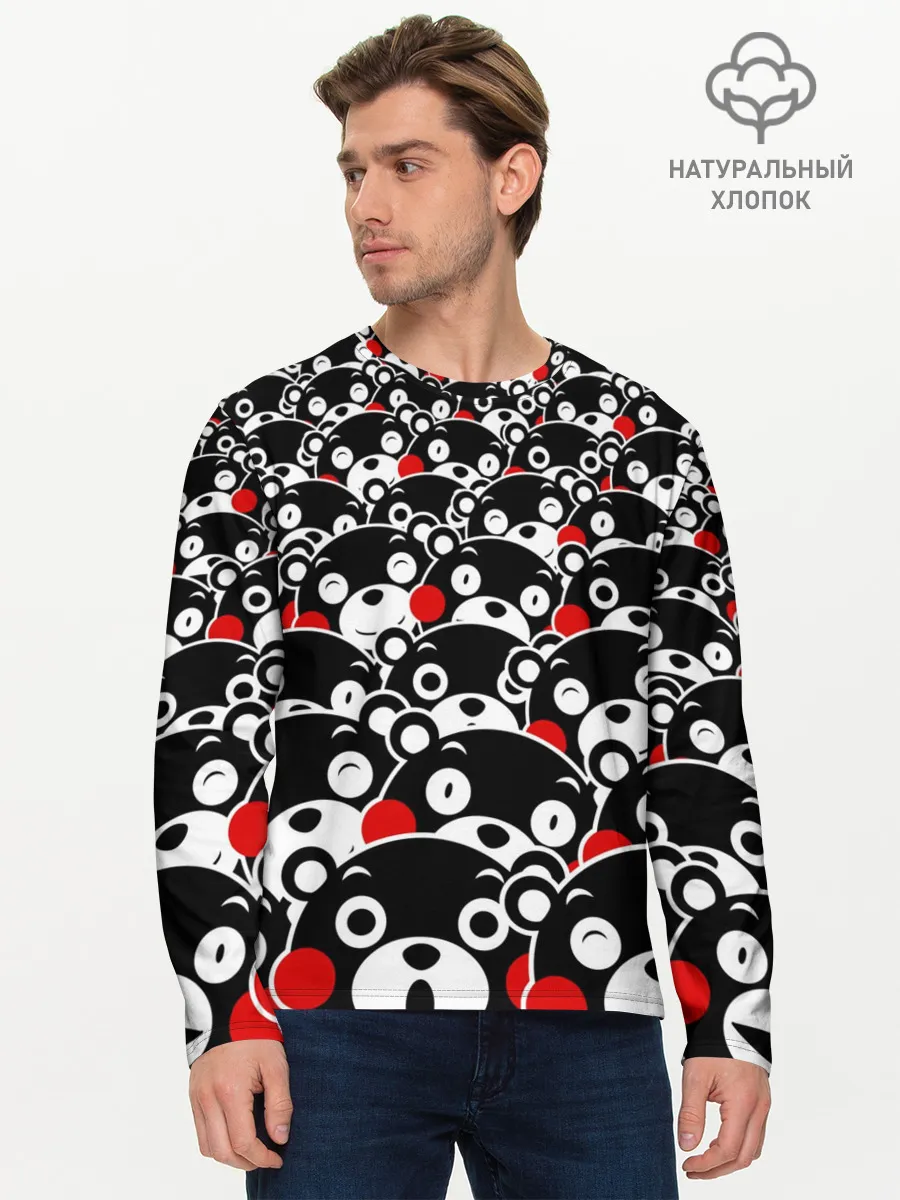 Мужской лонгслив базовый / Узор кумамонов