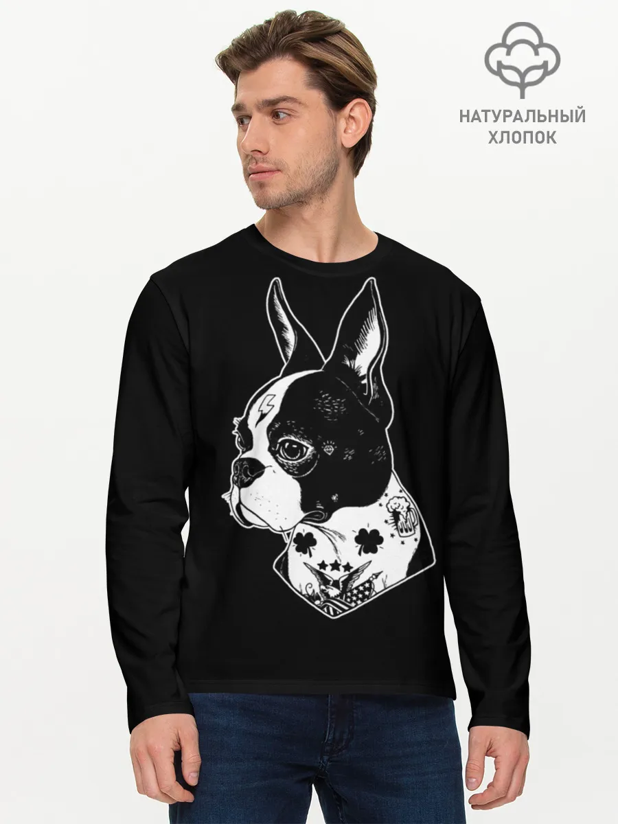 Мужской лонгслив базовый / Французский Бульдог