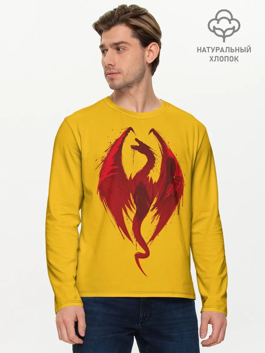 Мужской лонгслив базовый / Красный Дракон