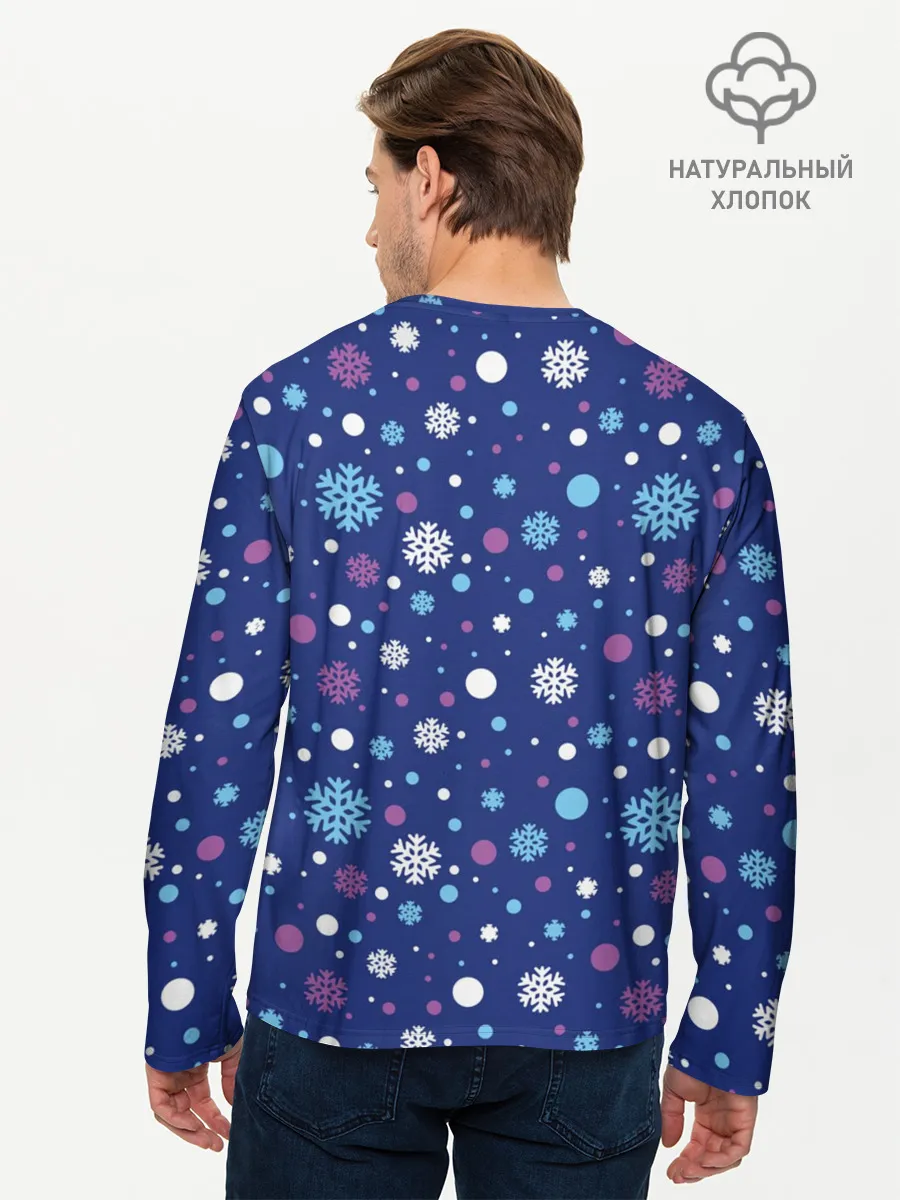 Мужской лонгслив базовый / Снеговики