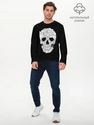 Мужской лонгслив базовый / Sketchy Cat Skull