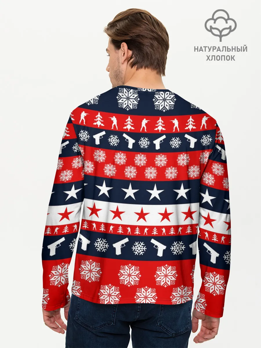 Мужской лонгслив базовый / CS GO НОВОГОДНИЙ