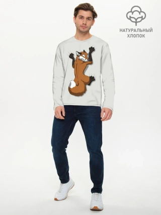 Мужской лонгслив базовый / Лис Вцепился