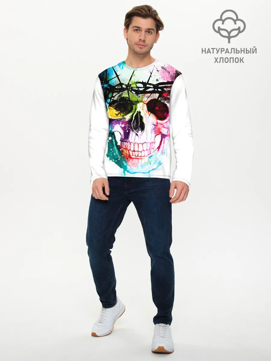 Мужской лонгслив базовый / Череп и краска