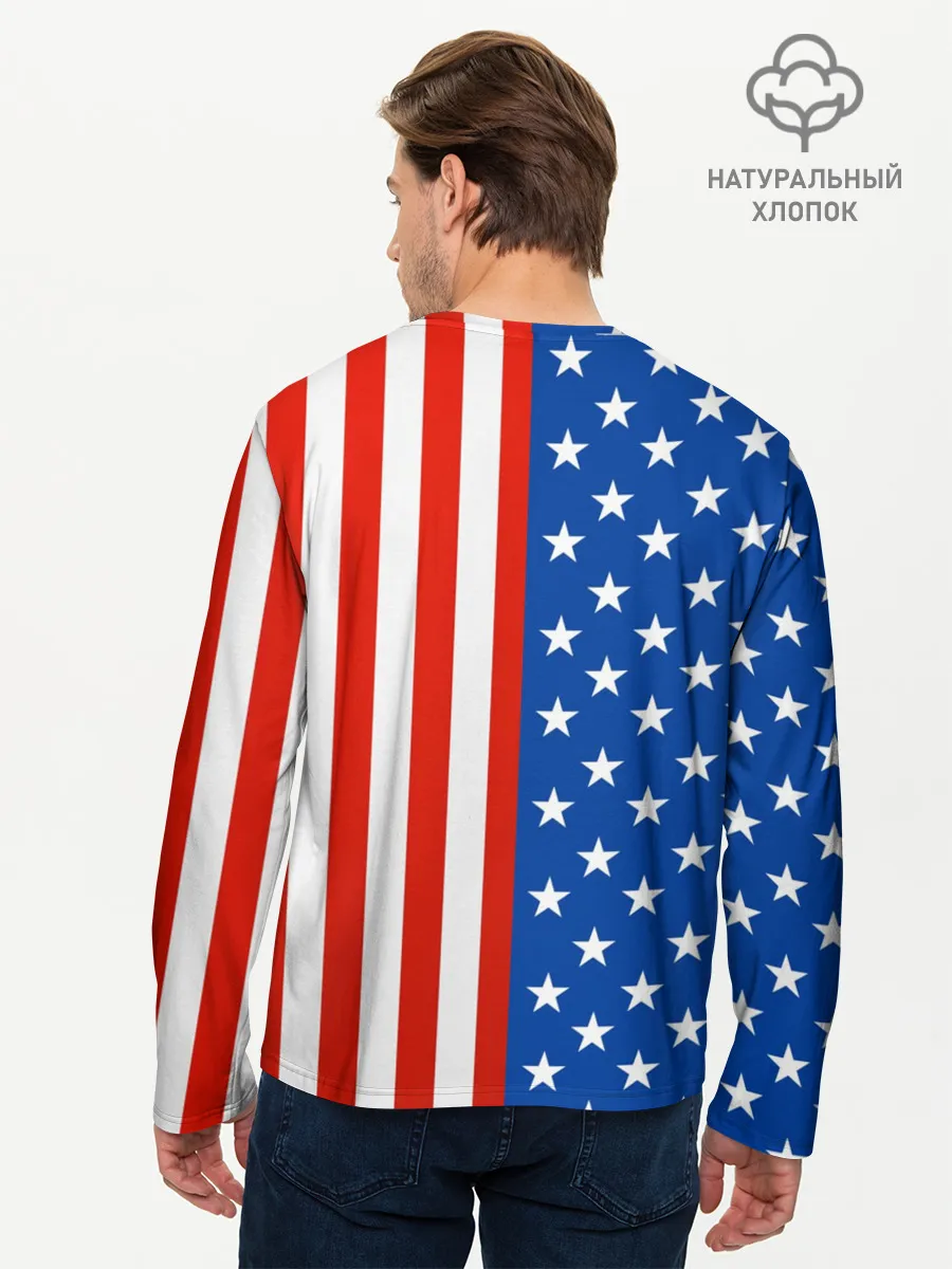 Мужской лонгслив базовый / Американский Флаг