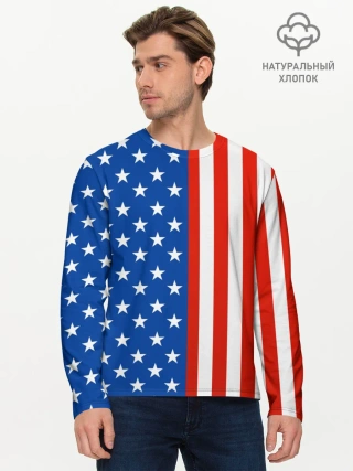 Мужской лонгслив базовый / Американский Флаг