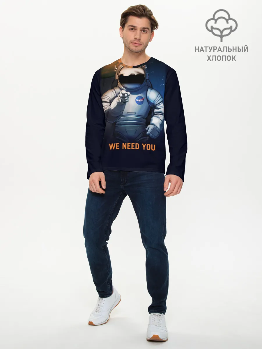 Мужской лонгслив базовый / NASA