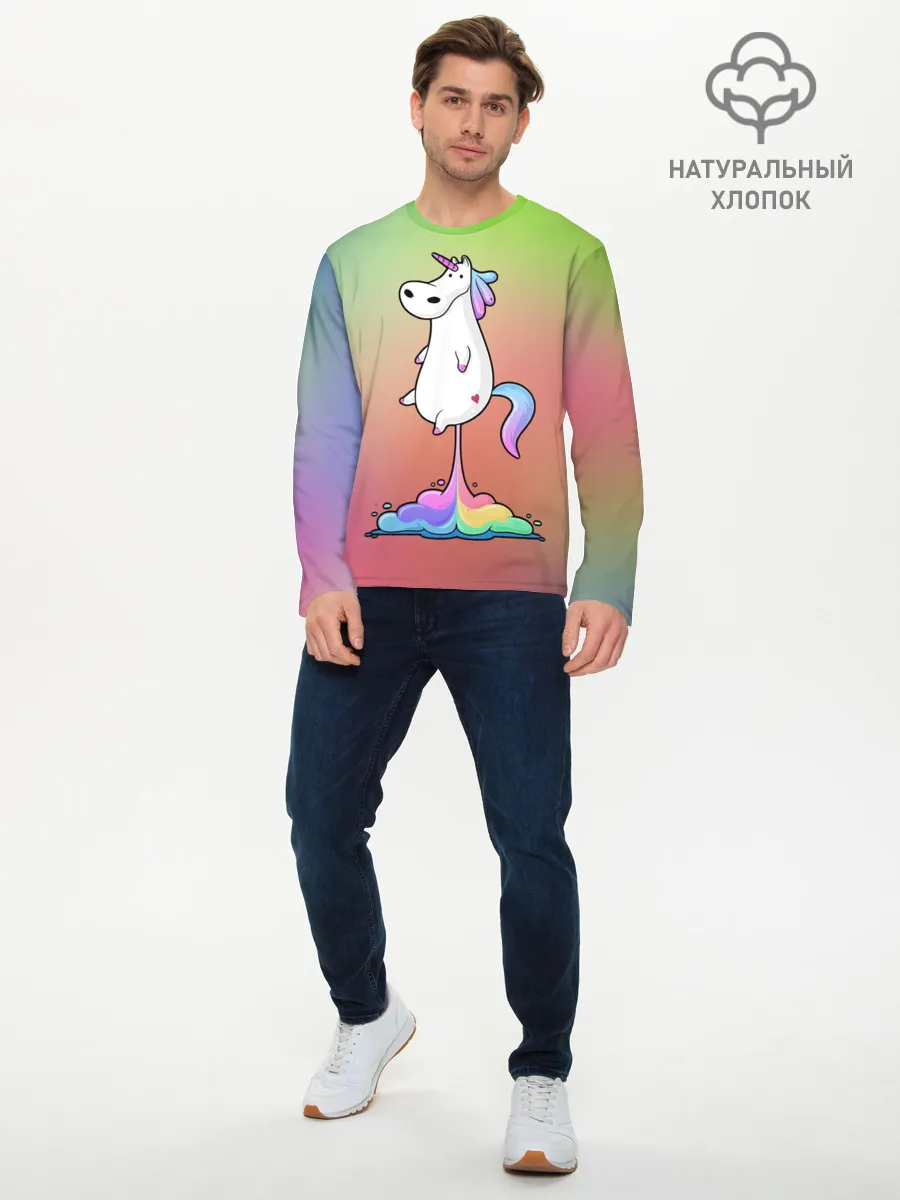 Мужской лонгслив базовый / Единорог на Старте