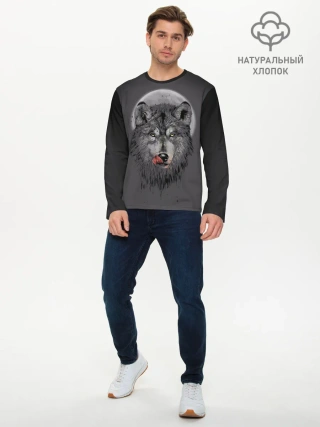 Мужской лонгслив базовый / Волк Облизывается