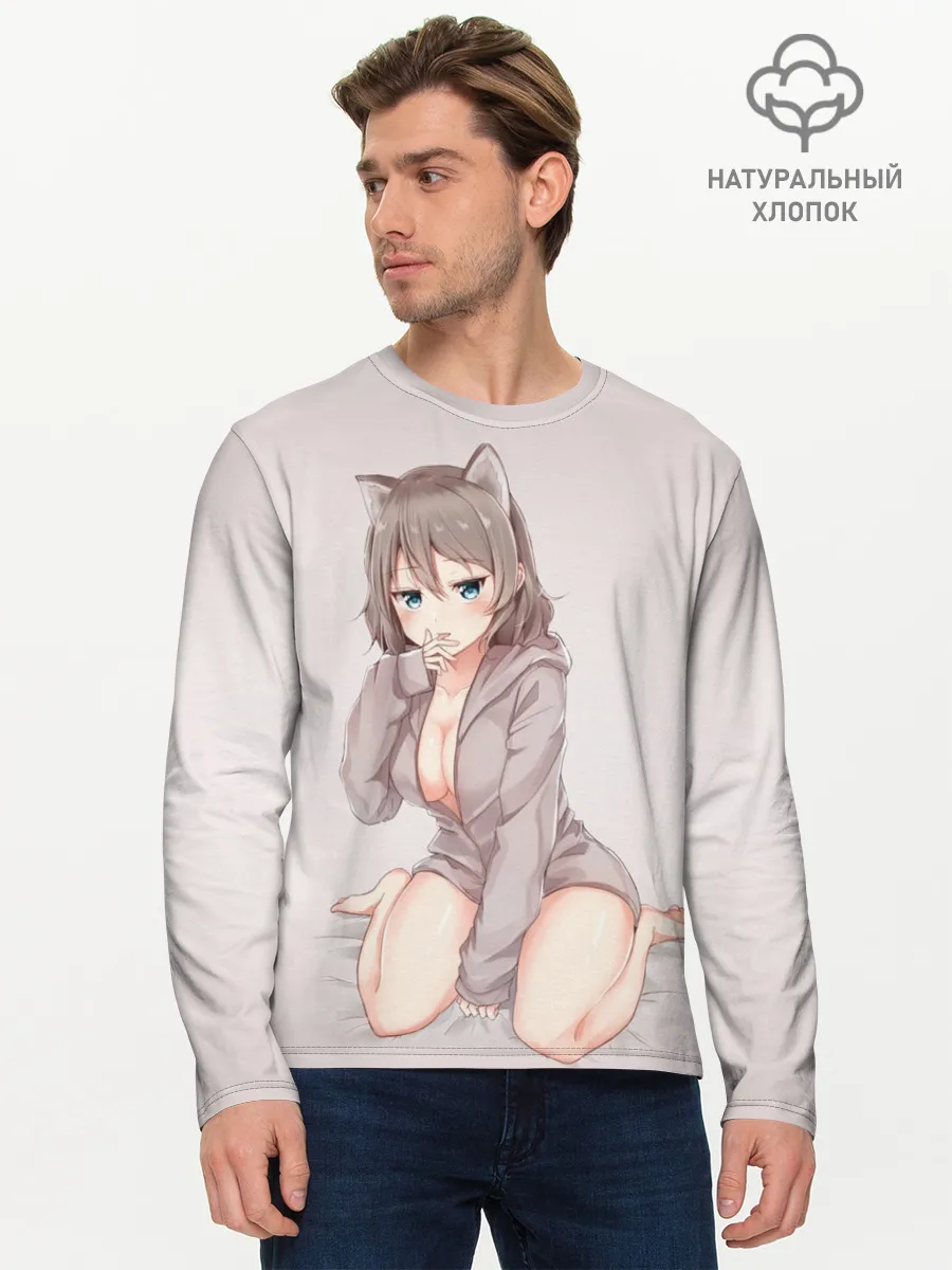 Мужской лонгслив базовый / Аниме котёнок