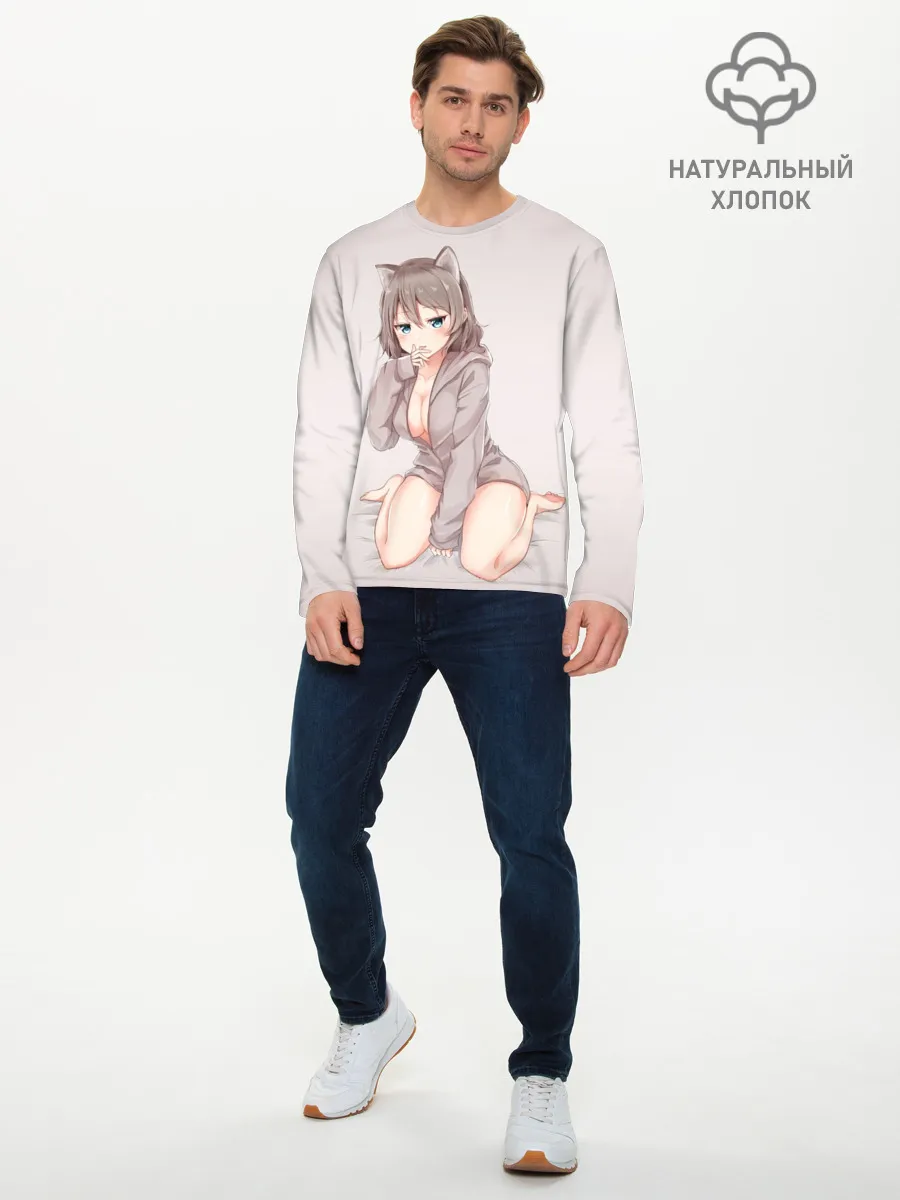 Мужской лонгслив базовый / Аниме котёнок