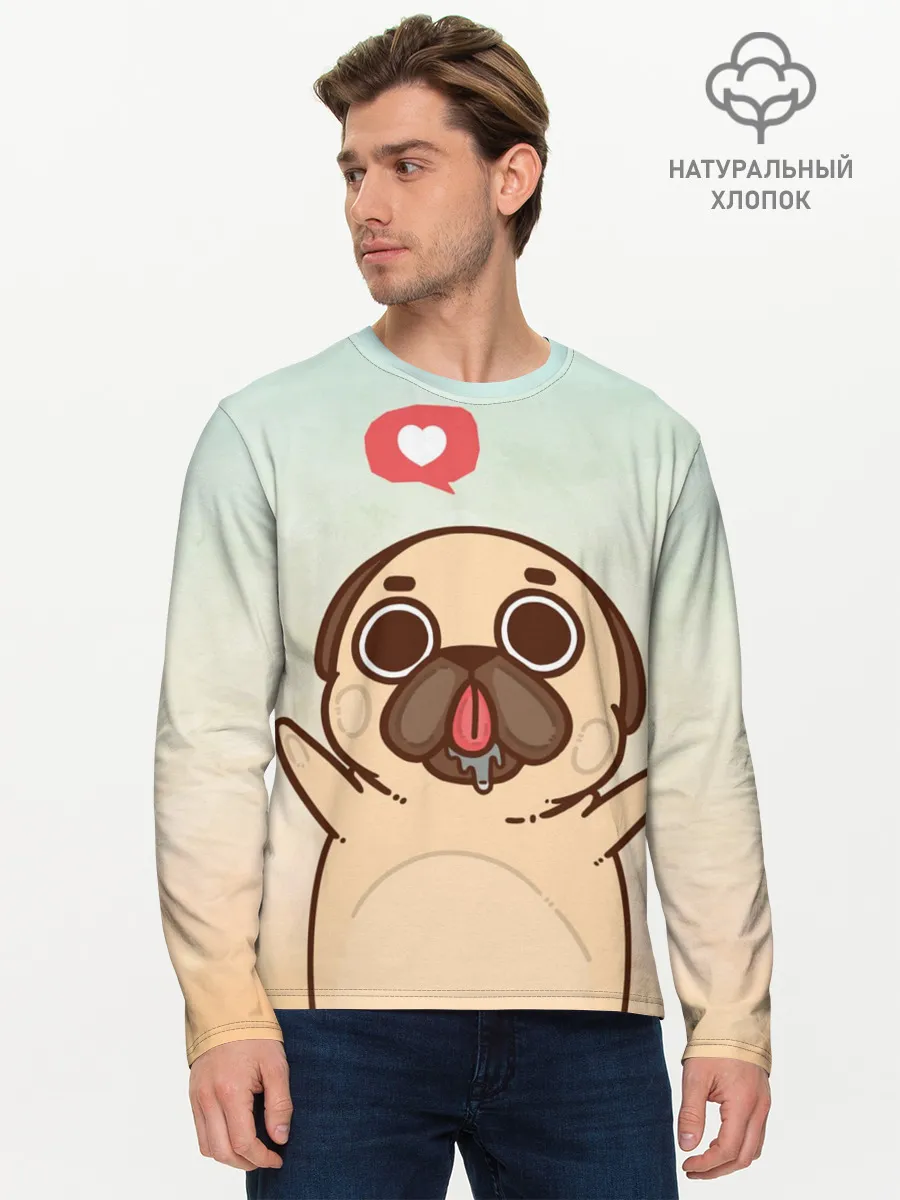 Мужской лонгслив базовый / Puglie Pug Like