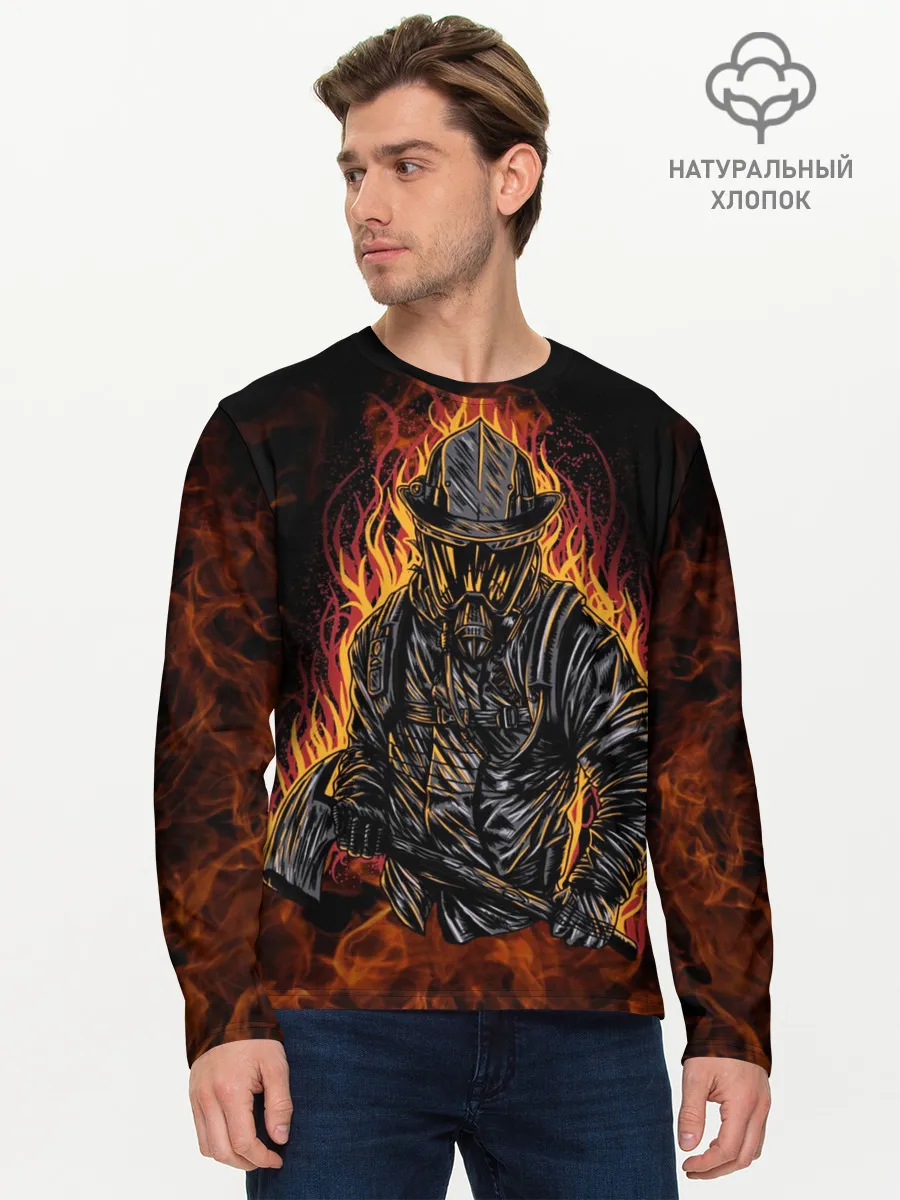 Мужской лонгслив базовый / Пожарный