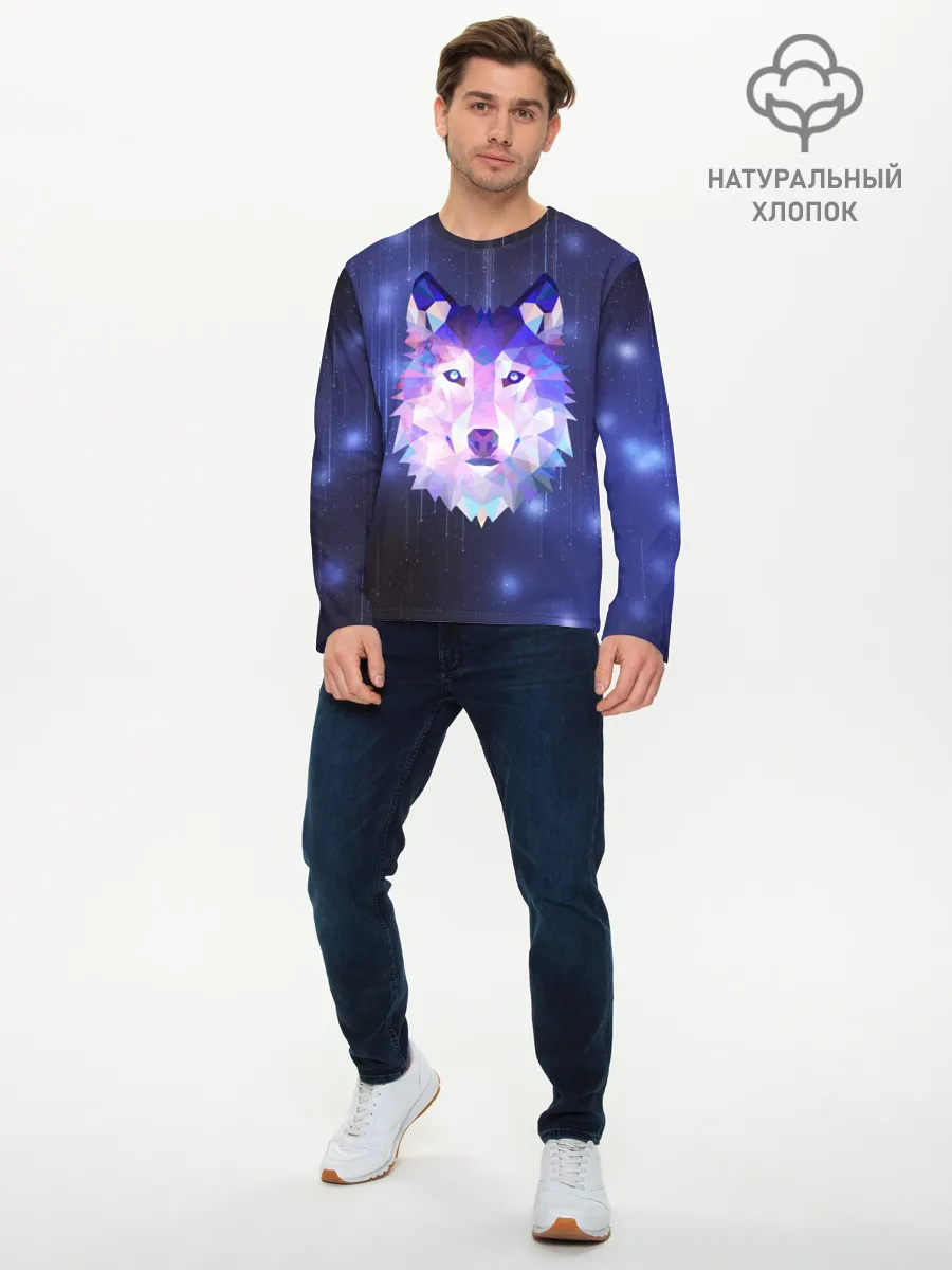 Мужской лонгслив базовый / Космический Волк