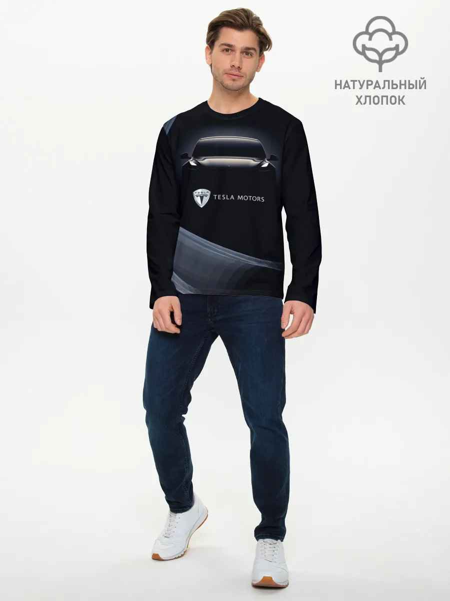 Мужской лонгслив базовый / Tesla Model 3