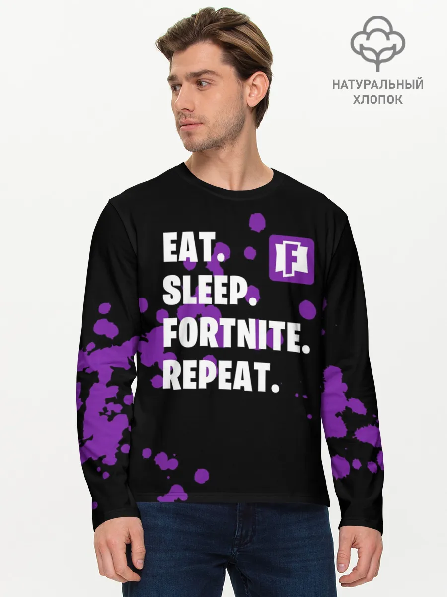 Мужской лонгслив базовый / Eat Sleep Fortnite Repeat