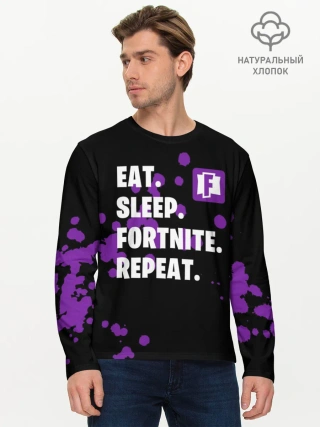 Мужской лонгслив базовый / Eat Sleep Fortnite Repeat