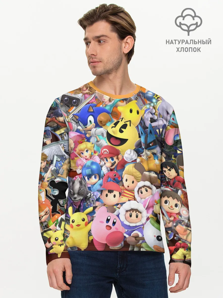 Мужской лонгслив базовый / Super Smash Bros