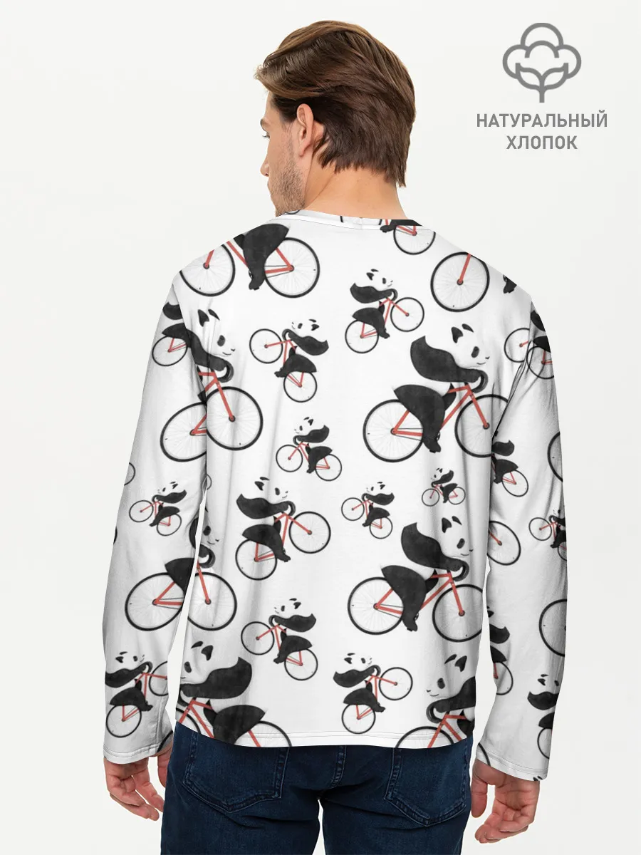 Мужской лонгслив базовый / Панды На Велосипеде
