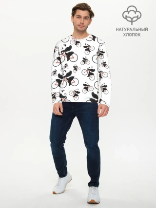 Мужской лонгслив базовый / Панды На Велосипеде