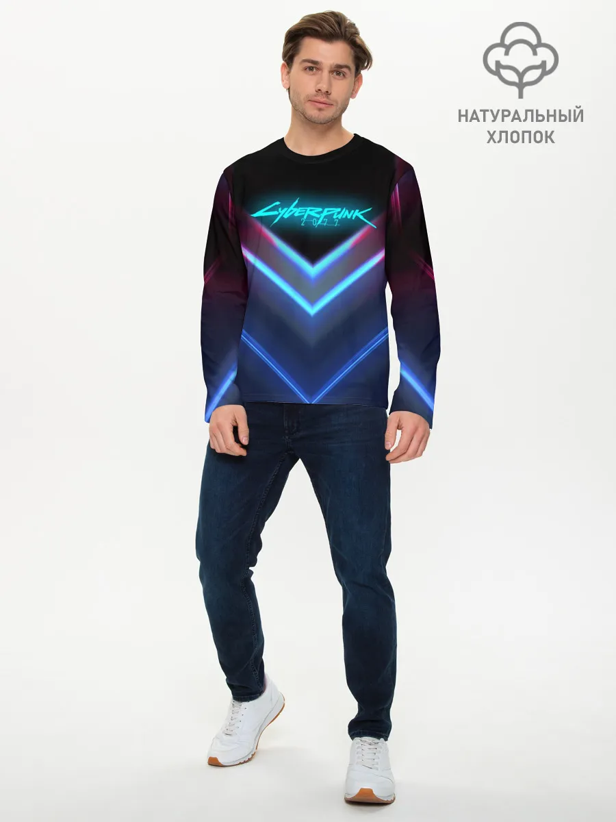 Мужской лонгслив базовый / CYBERPUNK 2077 NEON | НЕОН