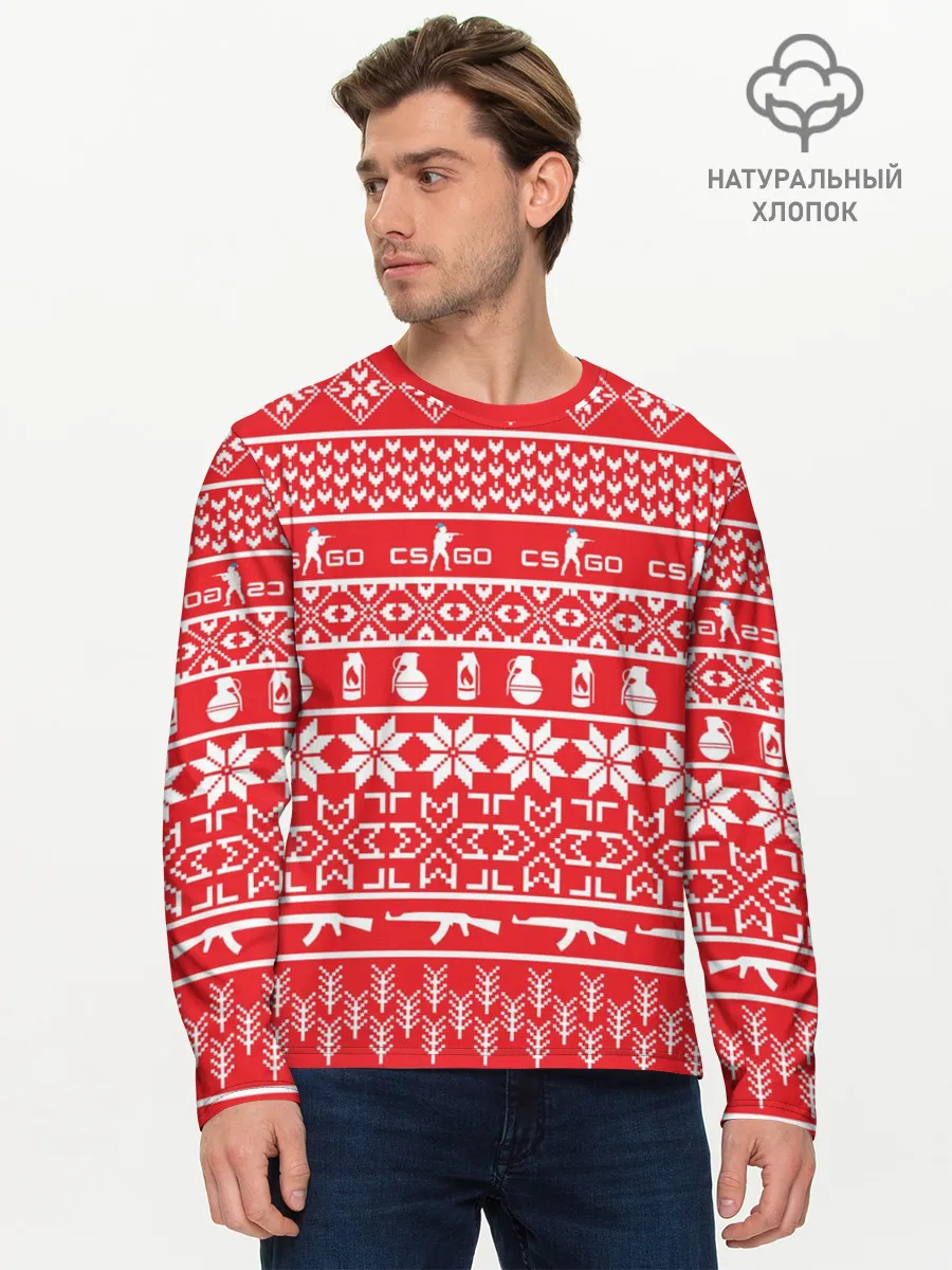 Мужской лонгслив базовый / Новый год #9