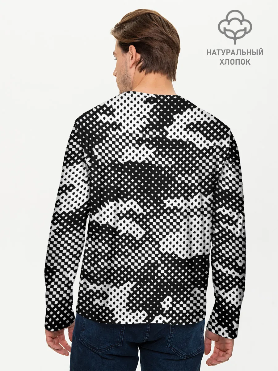 Мужской лонгслив базовый / Черный камуфляж