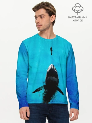 Мужской лонгслив базовый / Акула на охоте