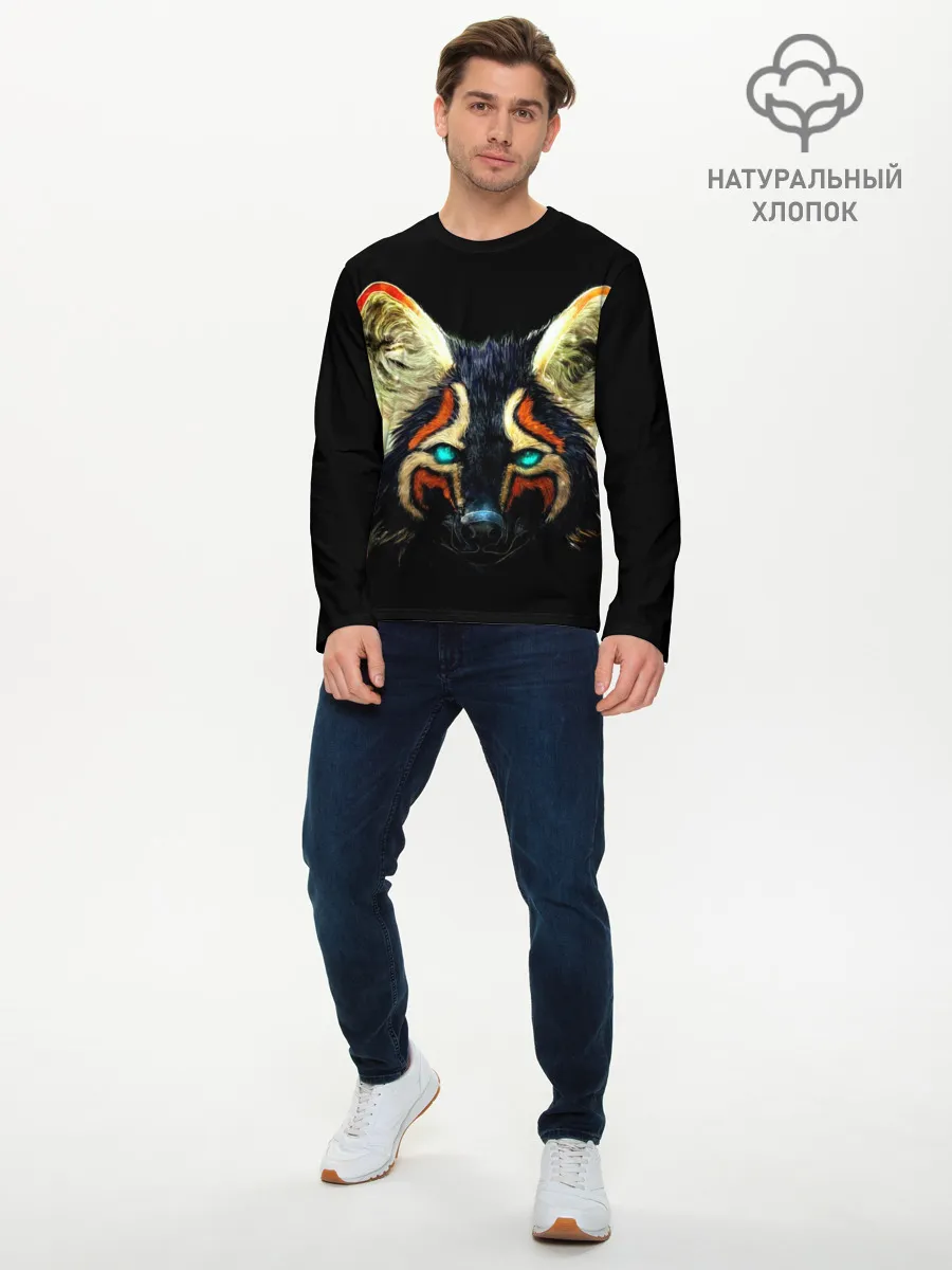 Мужской лонгслив базовый / Рыжий лис