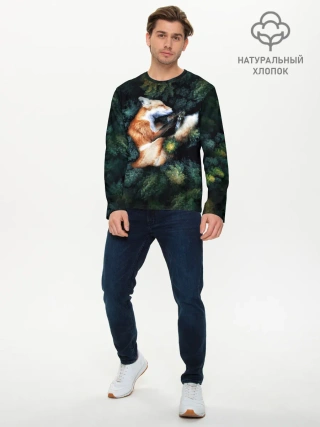 Мужской лонгслив базовый / Лисичка в Лесу