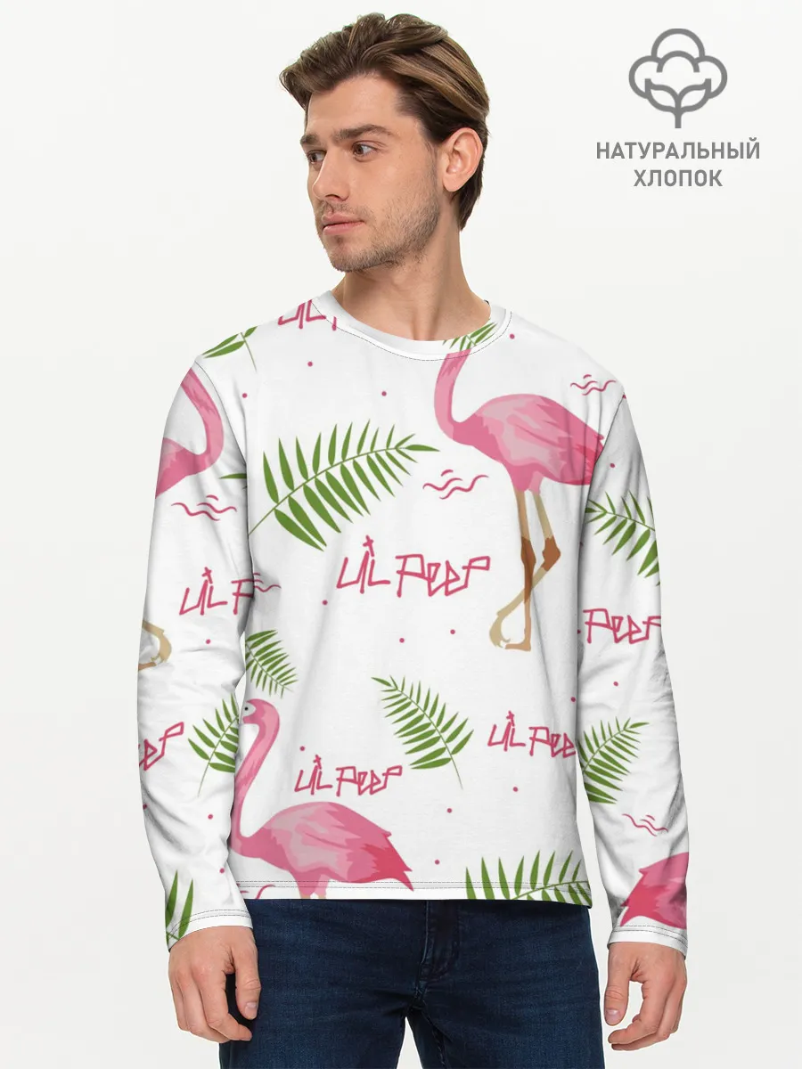 Мужской лонгслив базовый / Lil Peep pink flamingo