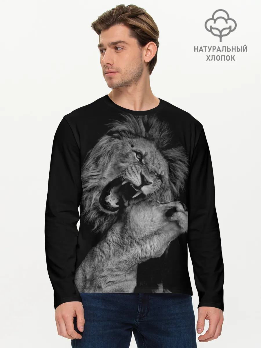Мужской лонгслив базовый / Лев и львица