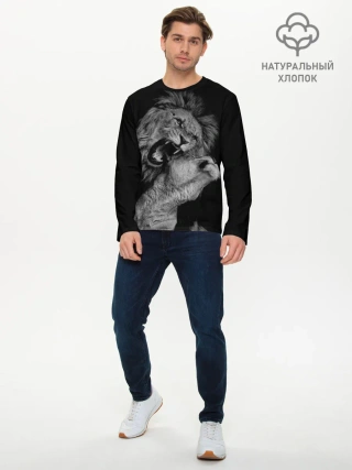 Мужской лонгслив базовый / Лев и львица