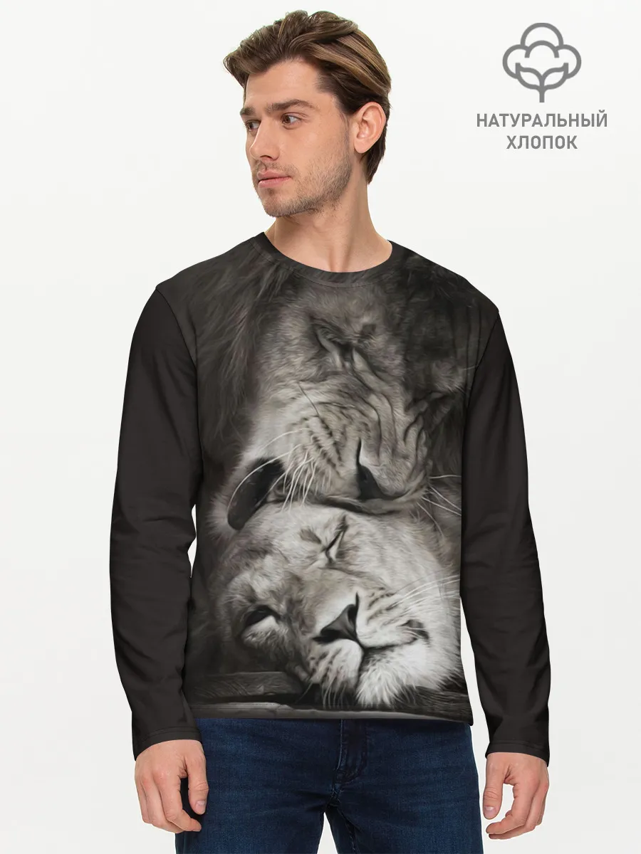 Мужской лонгслив базовый / Лев и львица
