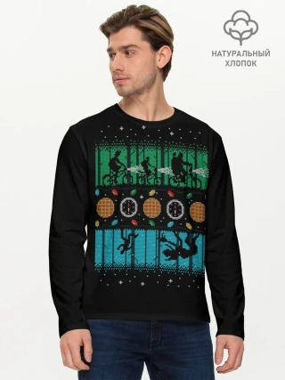Мужской лонгслив базовый / Очень странные дела -Новый Год