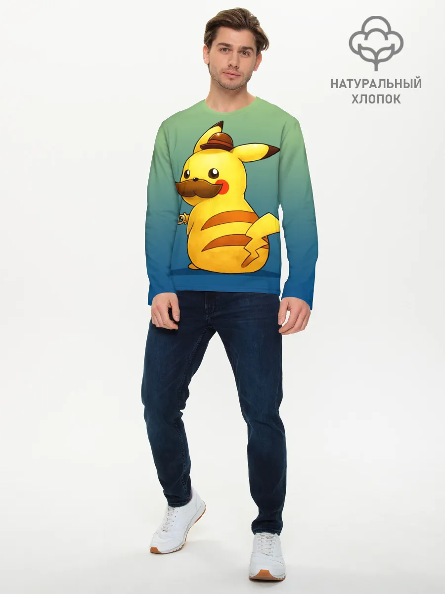 Мужской лонгслив базовый / Детектив Пикачу