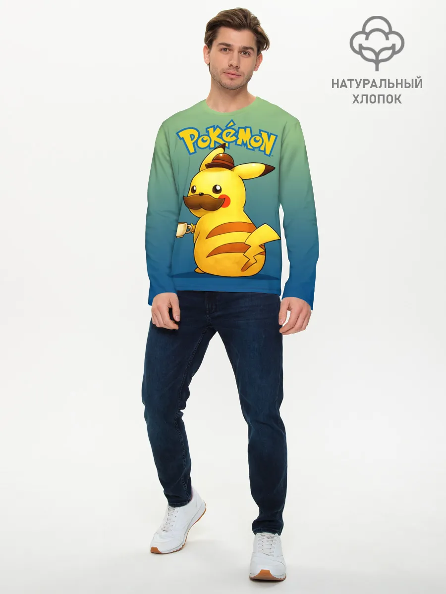 Мужской лонгслив базовый / Детектив Пикачу покемон