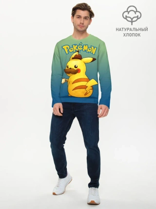 Мужской лонгслив базовый / Детектив Пикачу покемон