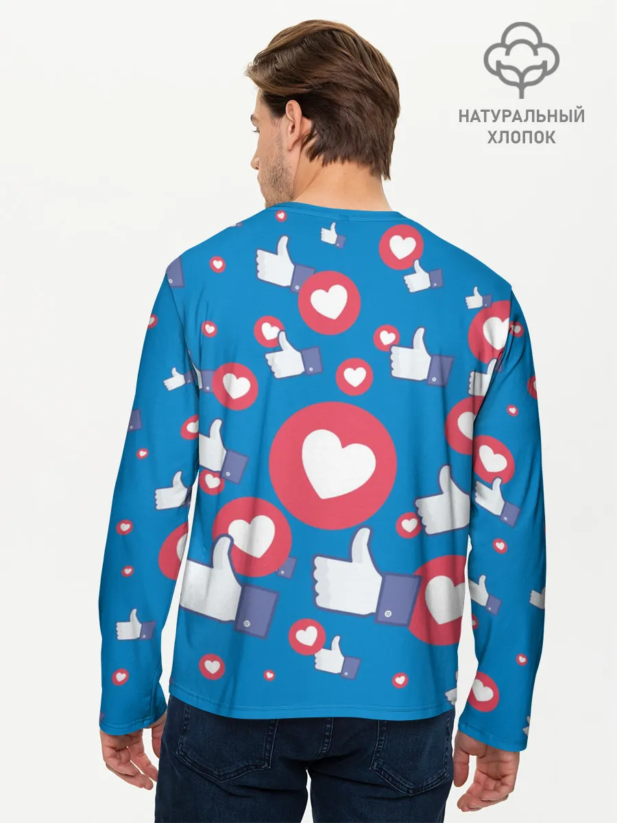 Мужской лонгслив базовый / Лайки и сердечки
