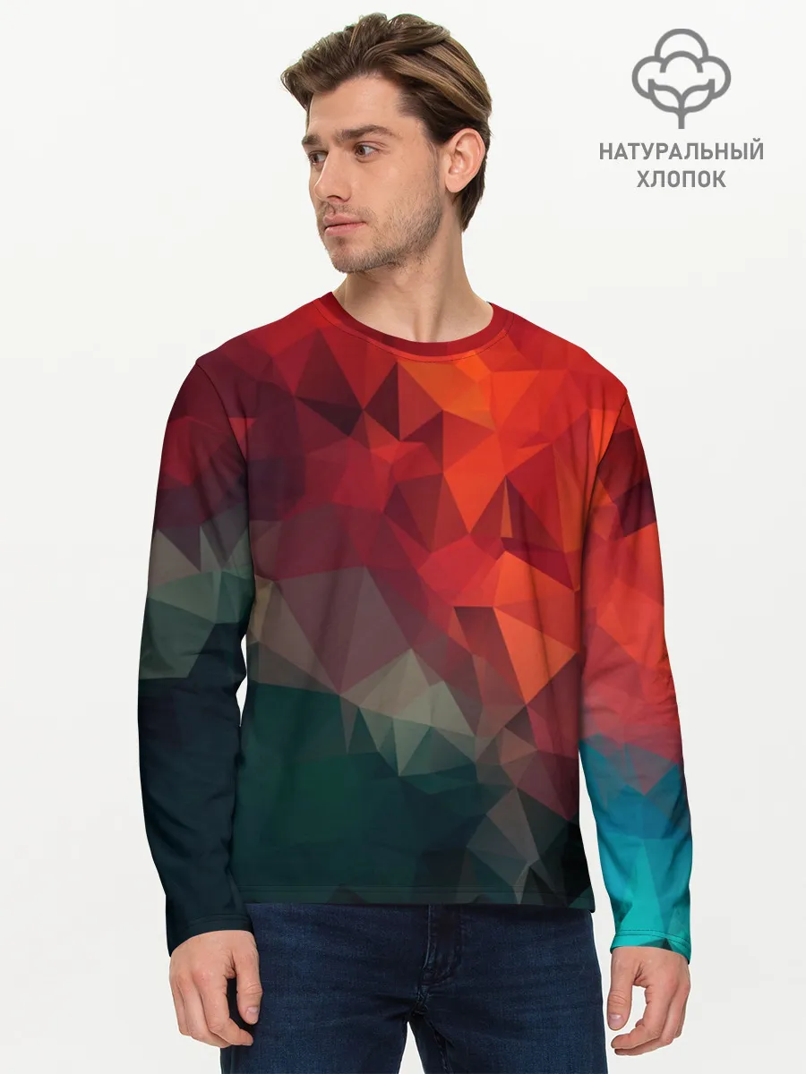 Мужской лонгслив базовый / Краски Абстракт