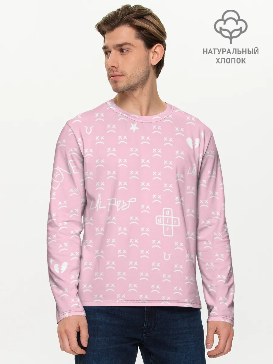 Мужской лонгслив базовый / Lil Peep pink pattern