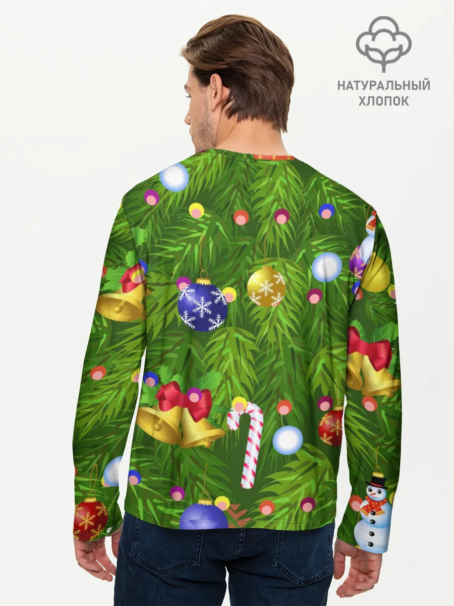 Мужской лонгслив базовый / Ёлка новогодняя