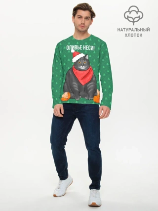 Мужской лонгслив базовый / Кот хочет кушот