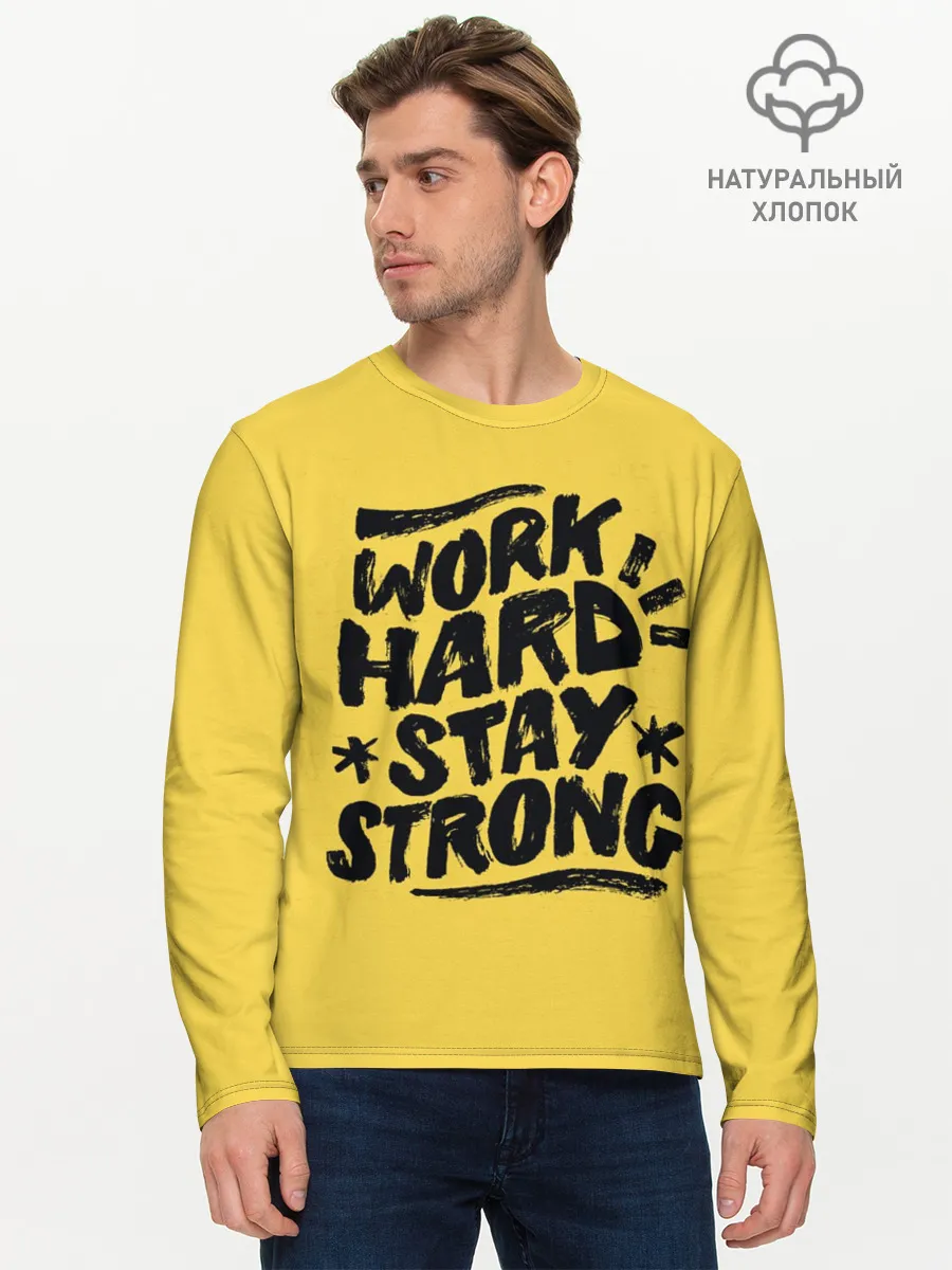 Мужской лонгслив базовый / Work hard