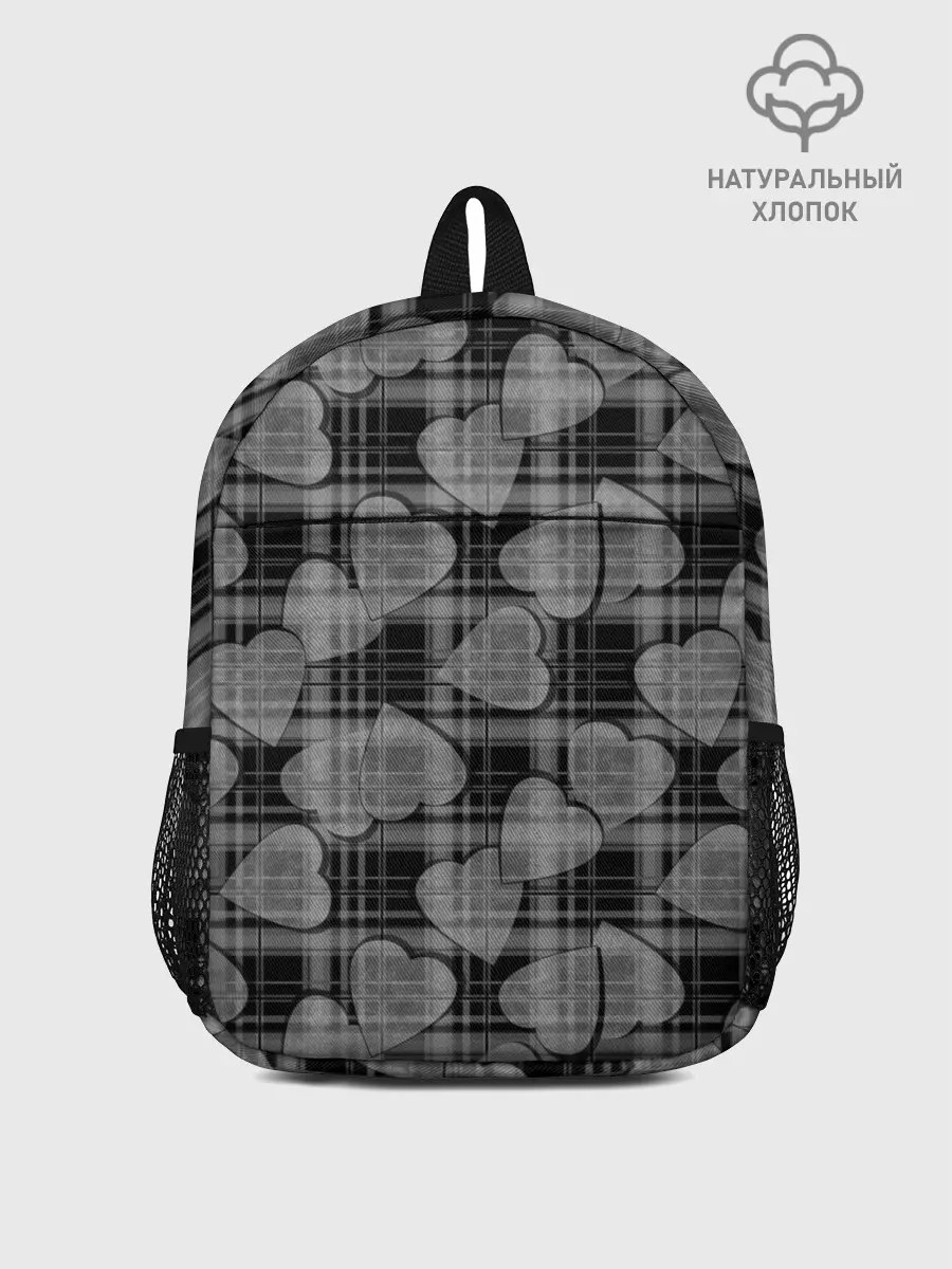 Рюкзак детский / Черно-серый клетчатый узор