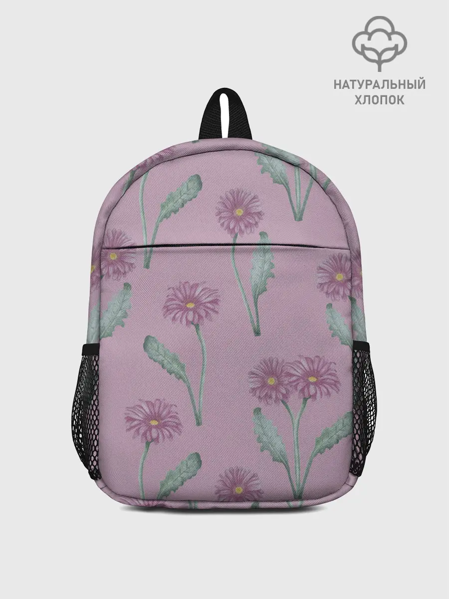 Рюкзак детский / Розовые герберы на розовом фоне