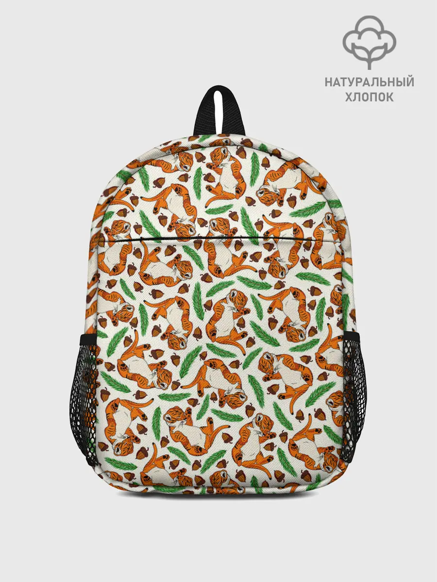Рюкзак детский / Тигрята, еловые ветки и желуди
