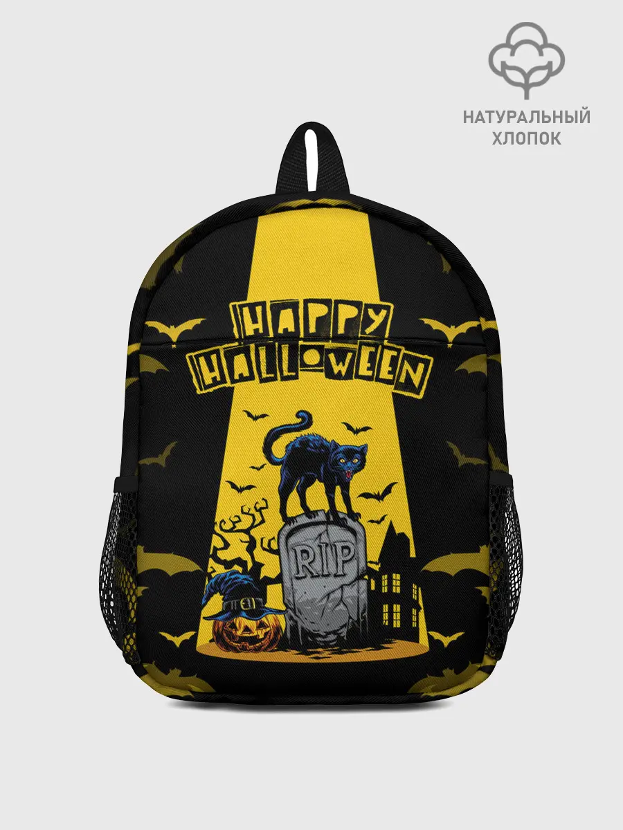 Рюкзак детский / КОТ НА КЛАДБИЩЕ | ХЕЛЛОУИН